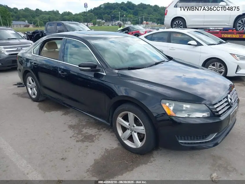 2012 Volkswagen Passat 2.0L Tdi Se VIN: 1VWBN7A36CC104875 Lot: 42592218