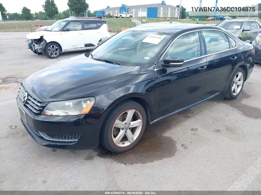 2012 Volkswagen Passat 2.0L Tdi Se VIN: 1VWBN7A36CC104875 Lot: 42592218
