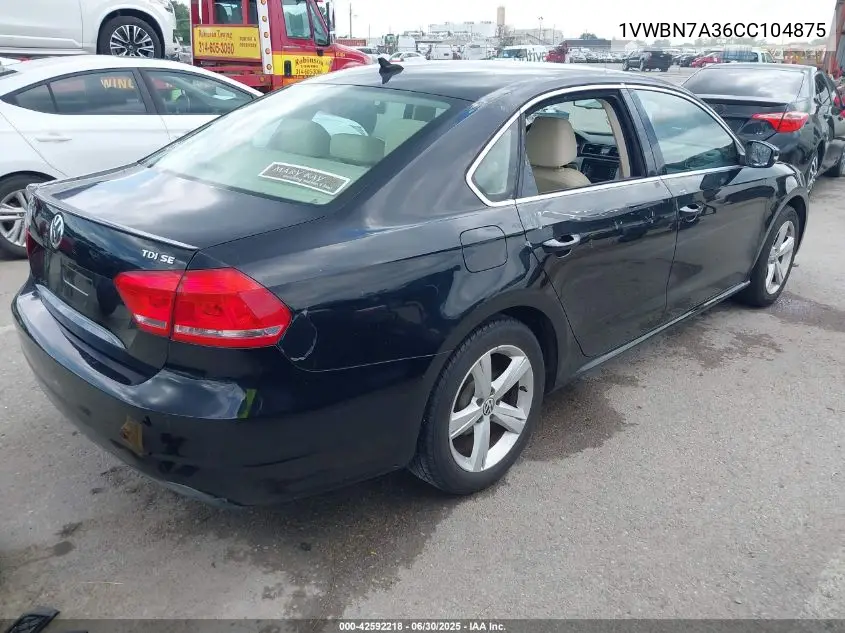 2012 Volkswagen Passat 2.0L Tdi Se VIN: 1VWBN7A36CC104875 Lot: 42592218