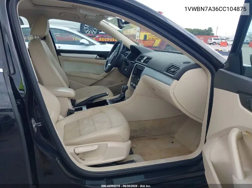 2012 Volkswagen Passat 2.0L Tdi Se VIN: 1VWBN7A36CC104875 Lot: 42592218