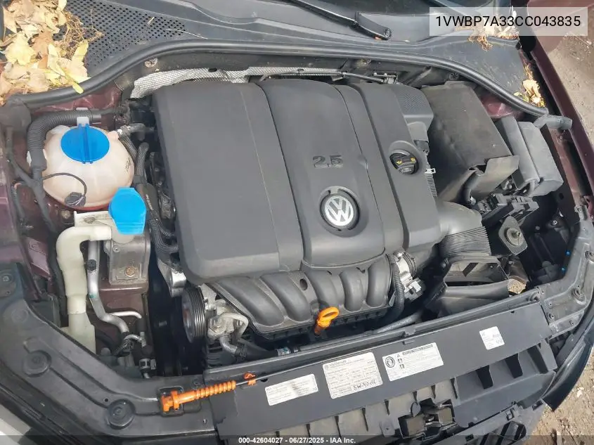 2012 Volkswagen Passat 2.5L Se VIN: 1VWBP7A33CC043835 Lot: 42604027