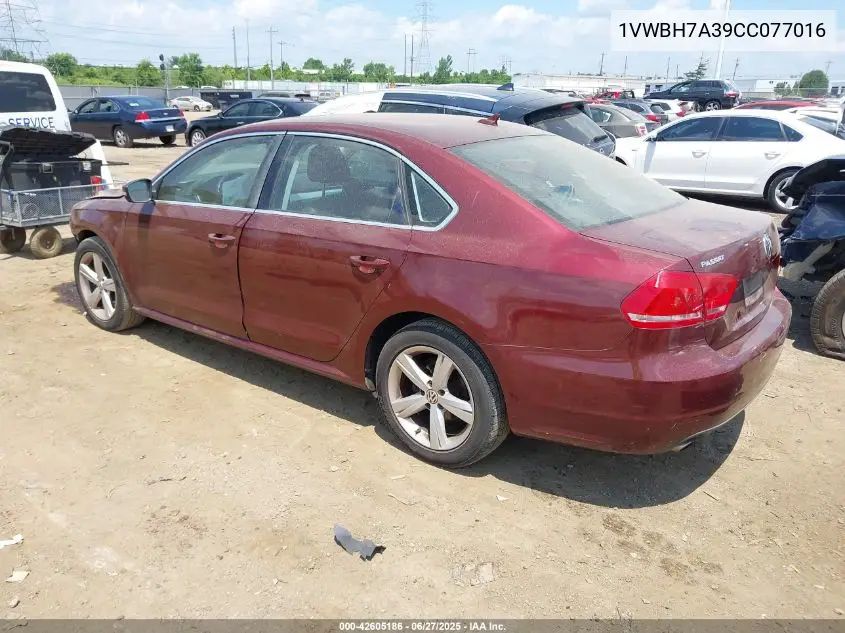 2012 Volkswagen Passat 2.5L Se VIN: 1VWBH7A39CC077016 Lot: 42605186