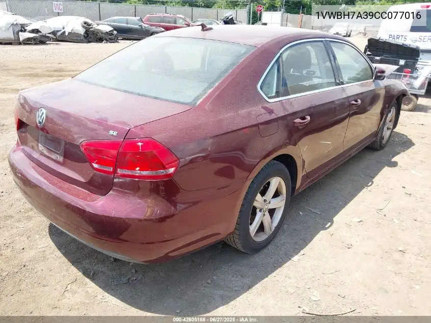 2012 Volkswagen Passat 2.5L Se VIN: 1VWBH7A39CC077016 Lot: 42605186