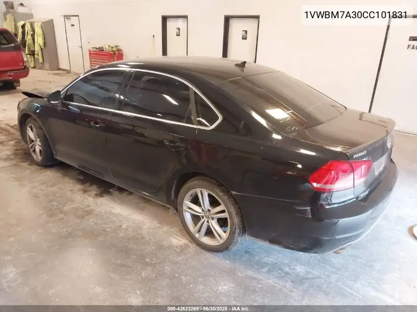 2012 Volkswagen Passat 3.6L V6 Se VIN: 1VWBM7A30CC101831 Lot: 42623269