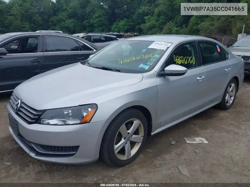 2012 Volkswagen Passat Se VIN: 1VWBP7A35CC041665 Lot: 42626760