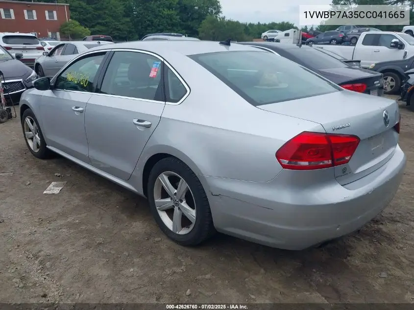 2012 Volkswagen Passat Se VIN: 1VWBP7A35CC041665 Lot: 42626760