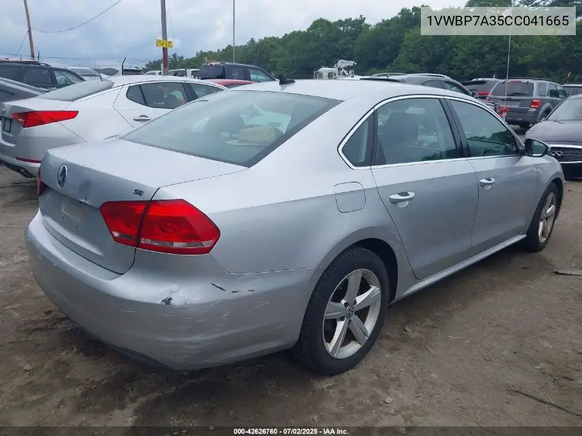 2012 Volkswagen Passat Se VIN: 1VWBP7A35CC041665 Lot: 42626760