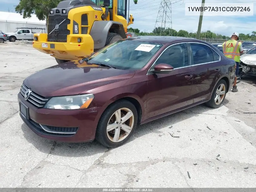 2012 Volkswagen Passat 2.5L Se VIN: 1VWBP7A31CC097246 Lot: 42628089