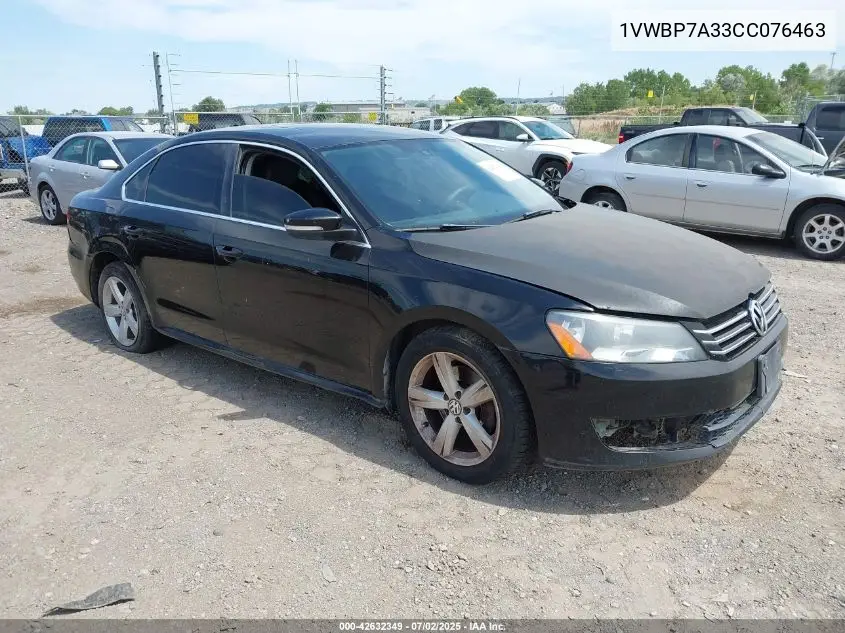 2012 Volkswagen Passat 2.5L Se VIN: 1VWBP7A33CC076463 Lot: 42632349