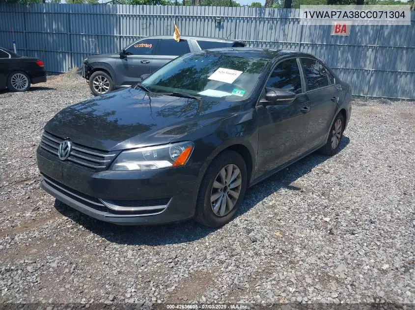 2012 Volkswagen Passat 2.5L S VIN: 1VWAP7A38CC071304 Lot: 42636605