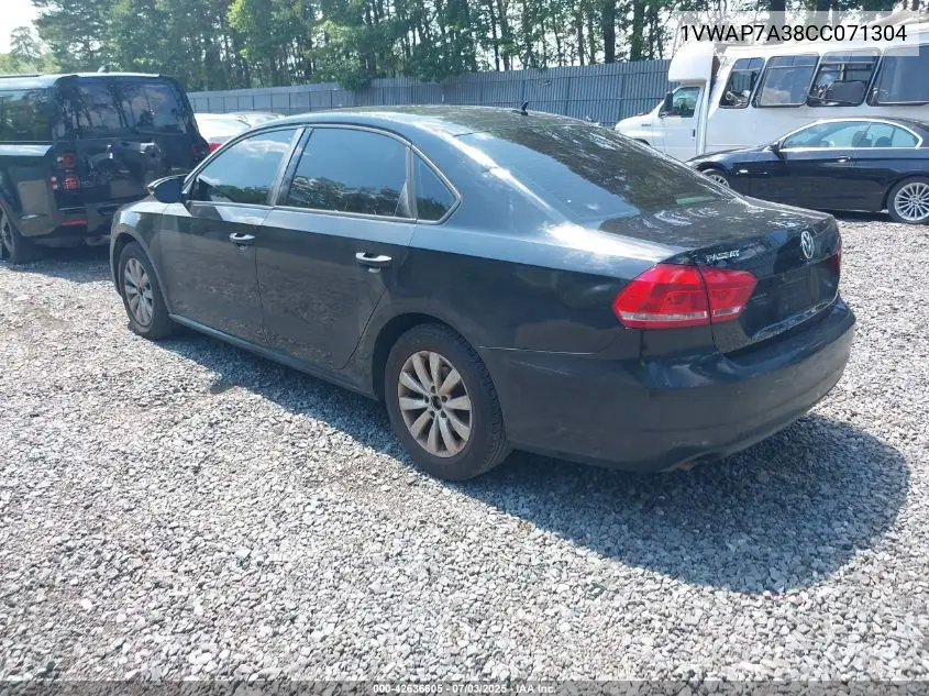 2012 Volkswagen Passat 2.5L S VIN: 1VWAP7A38CC071304 Lot: 42636605
