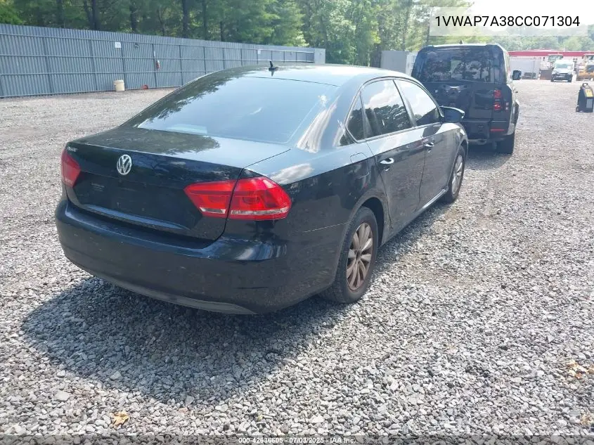 2012 Volkswagen Passat 2.5L S VIN: 1VWAP7A38CC071304 Lot: 42636605
