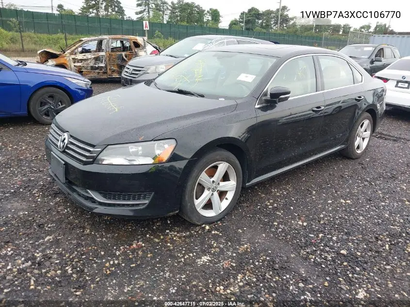 2012 Volkswagen Passat 2.5L Se VIN: 1VWBP7A3XCC106770 Lot: 42647715