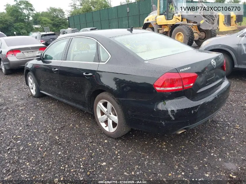 2012 Volkswagen Passat 2.5L Se VIN: 1VWBP7A3XCC106770 Lot: 42647715