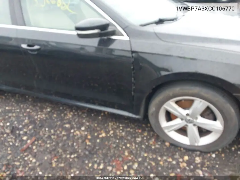 2012 Volkswagen Passat 2.5L Se VIN: 1VWBP7A3XCC106770 Lot: 42647715