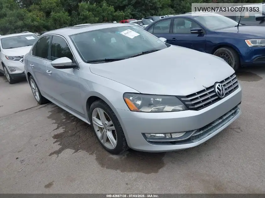 2012 Volkswagen Passat Sel VIN: 1VWCN7A31CC071353 Lot: 42667138