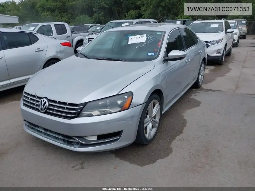 2012 Volkswagen Passat Sel VIN: 1VWCN7A31CC071353 Lot: 42667138