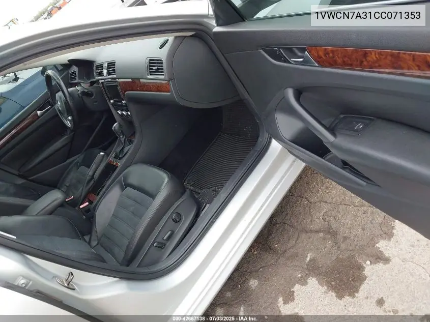 2012 Volkswagen Passat Sel VIN: 1VWCN7A31CC071353 Lot: 42667138