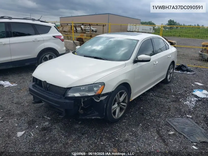 2013 Volkswagen Passat 2.5L Comfortline VIN: 1VWBH7A37DC090591 Lot: 12338905