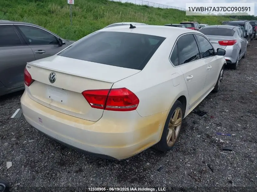 2013 Volkswagen Passat 2.5L Comfortline VIN: 1VWBH7A37DC090591 Lot: 12338905