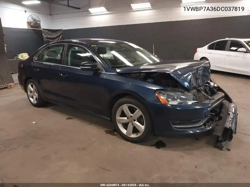 2013 Volkswagen Passat 2.5L Se VIN: 1VWBP7A36DC037819 Lot: 42248674