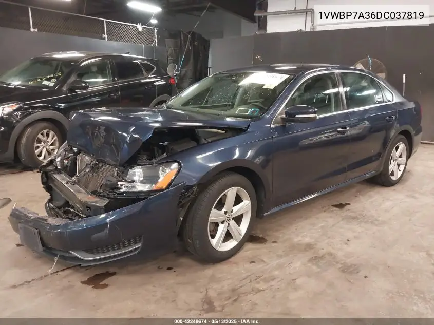 2013 Volkswagen Passat 2.5L Se VIN: 1VWBP7A36DC037819 Lot: 42248674