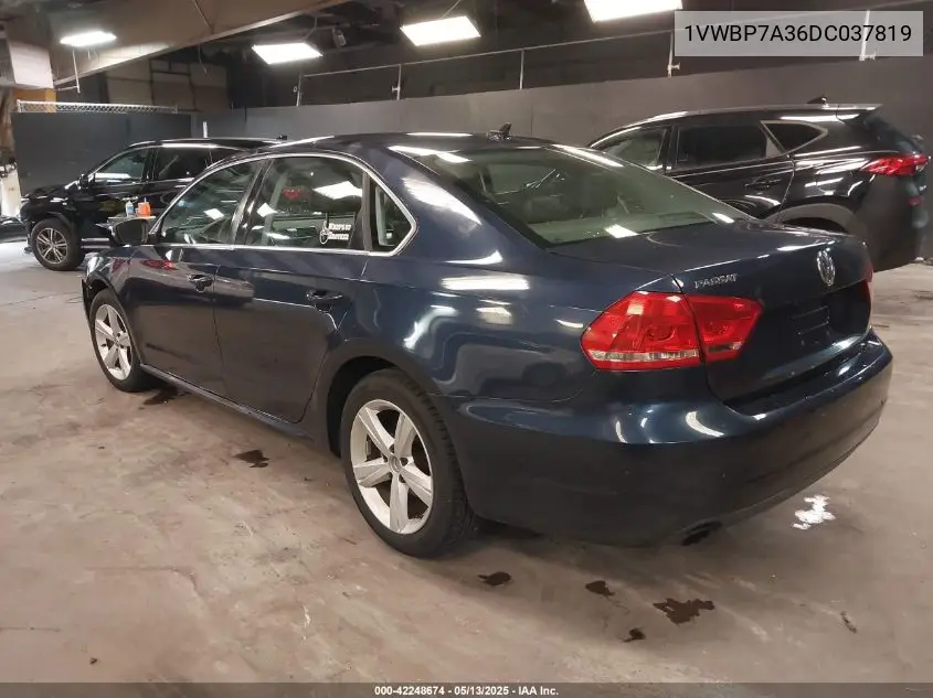 2013 Volkswagen Passat 2.5L Se VIN: 1VWBP7A36DC037819 Lot: 42248674