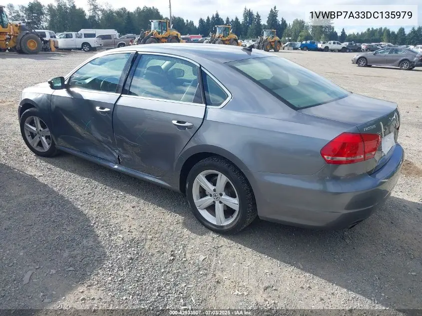 2013 Volkswagen Passat 2.5L Se VIN: 1VWBP7A33DC135979 Lot: 42533507
