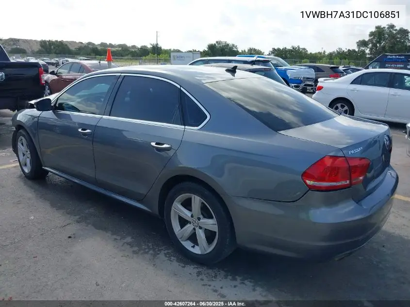 2013 Volkswagen Passat 2.5L Se VIN: 1VWBH7A31DC106851 Lot: 42607264
