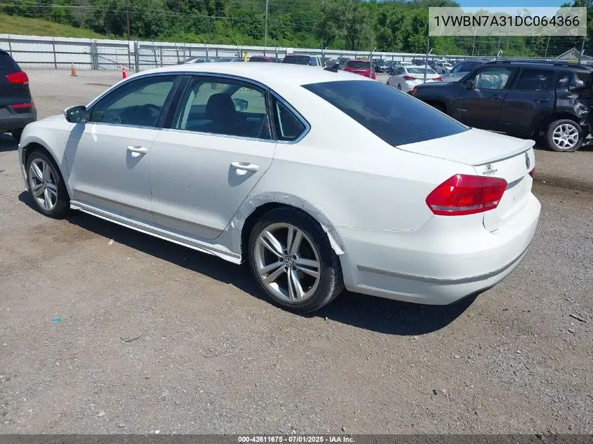 2013 Volkswagen Passat 2.0L Tdi Se VIN: 1VWBN7A31DC064366 Lot: 42611675