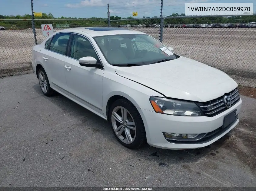 2013 Volkswagen Passat 2.0L Tdi Se VIN: 1VWBN7A32DC059970 Lot: 42614080