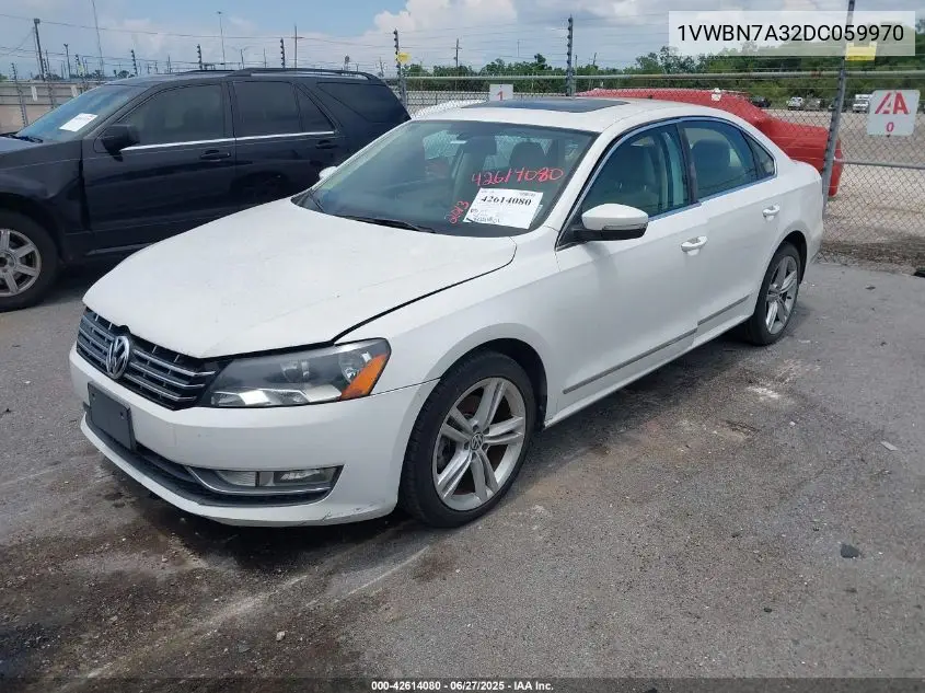 2013 Volkswagen Passat 2.0L Tdi Se VIN: 1VWBN7A32DC059970 Lot: 42614080