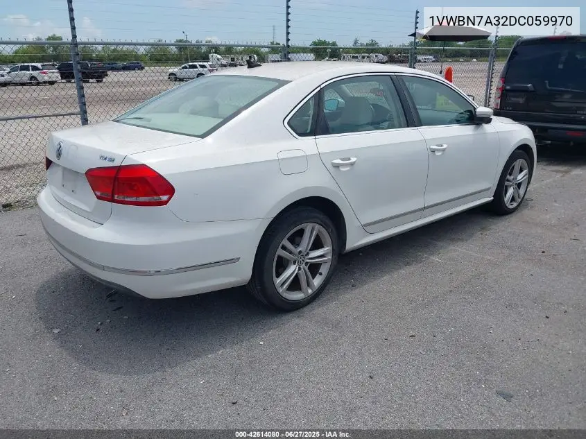 2013 Volkswagen Passat 2.0L Tdi Se VIN: 1VWBN7A32DC059970 Lot: 42614080