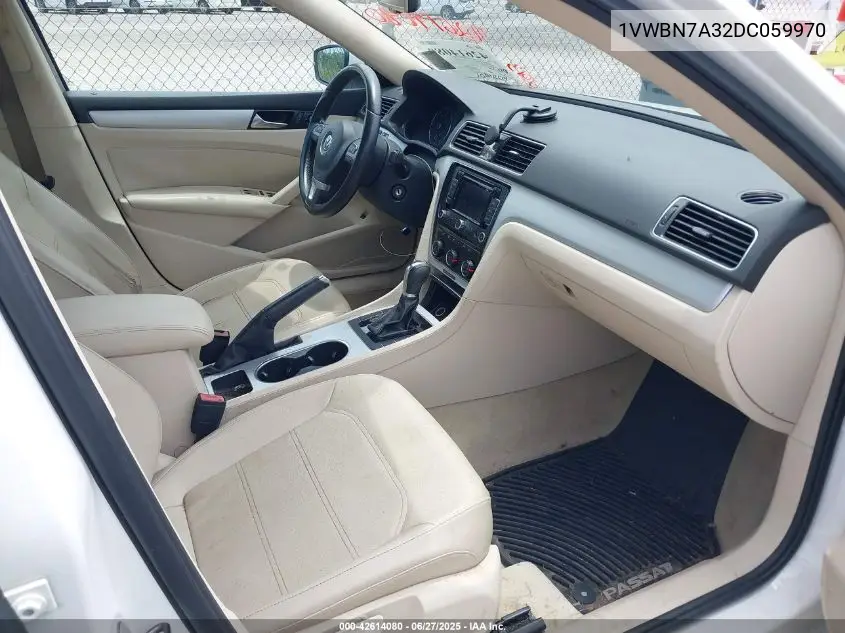 2013 Volkswagen Passat 2.0L Tdi Se VIN: 1VWBN7A32DC059970 Lot: 42614080