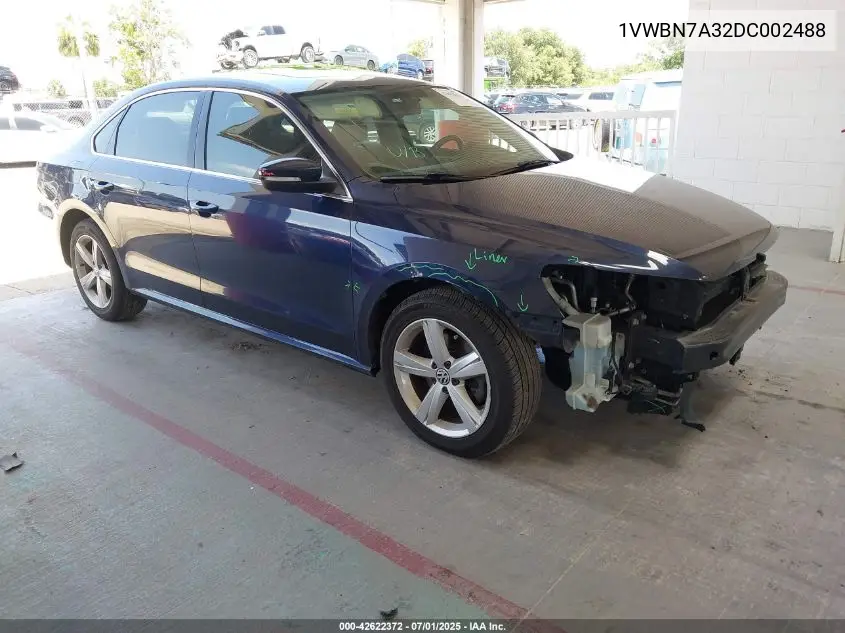 2013 Volkswagen Passat 2.0L Tdi Se VIN: 1VWBN7A32DC002488 Lot: 42622372