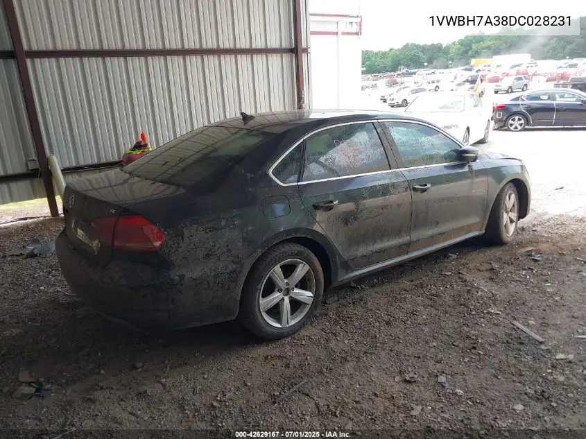 2013 Volkswagen Passat 2.5L Se VIN: 1VWBH7A38DC028231 Lot: 42629167