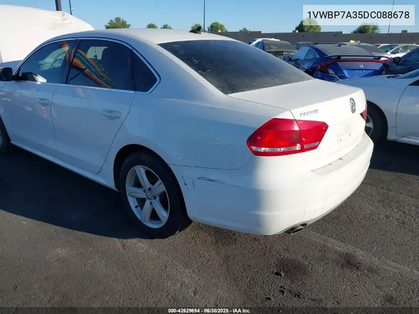 1vwbp7a35dc088678 1VWBP7A35DC088678 2013 Volkswagen Passat 2.5L Se