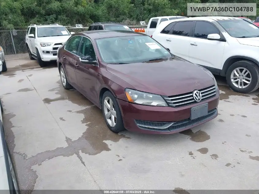 2013 Volkswagen Passat 2.5L Se VIN: 1VWBP7A36DC104788 Lot: 42644159