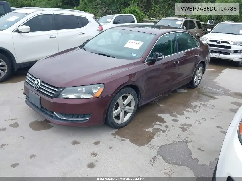 2013 Volkswagen Passat 2.5L Se VIN: 1VWBP7A36DC104788 Lot: 42644159