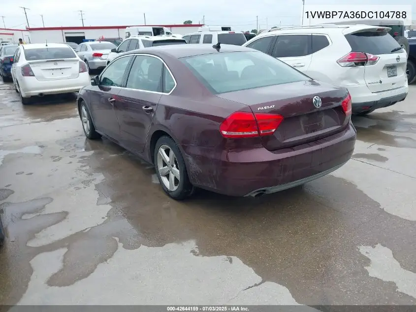 2013 Volkswagen Passat 2.5L Se VIN: 1VWBP7A36DC104788 Lot: 42644159