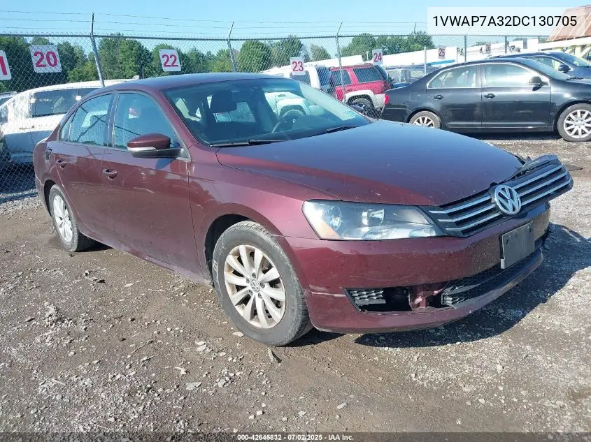 2013 Volkswagen Passat 2.5L S VIN: 1VWAP7A32DC130705 Lot: 42646832