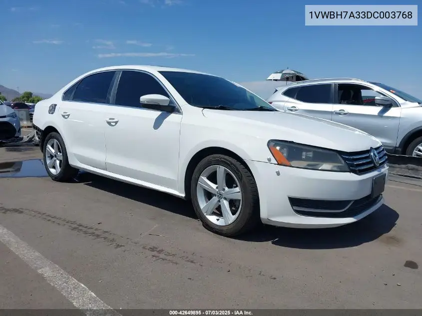 2013 Volkswagen Passat 2.5L Se VIN: 1VWBH7A33DC003768 Lot: 42649895
