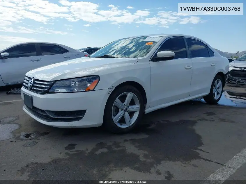 2013 Volkswagen Passat 2.5L Se VIN: 1VWBH7A33DC003768 Lot: 42649895