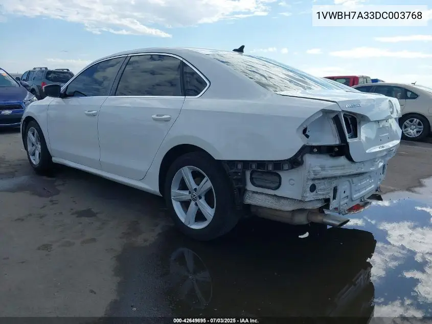 2013 Volkswagen Passat 2.5L Se VIN: 1VWBH7A33DC003768 Lot: 42649895