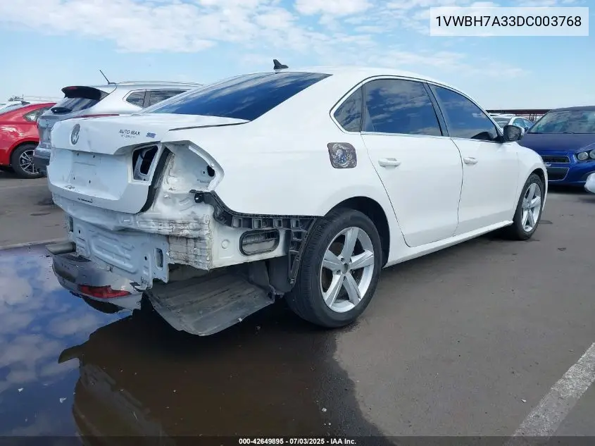 2013 Volkswagen Passat 2.5L Se VIN: 1VWBH7A33DC003768 Lot: 42649895