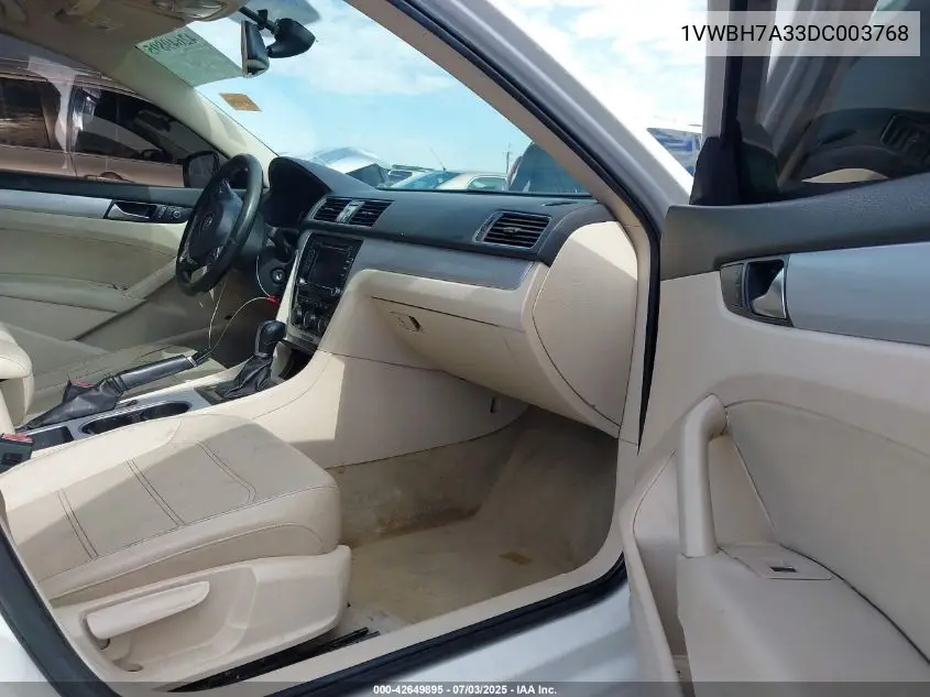 2013 Volkswagen Passat 2.5L Se VIN: 1VWBH7A33DC003768 Lot: 42649895