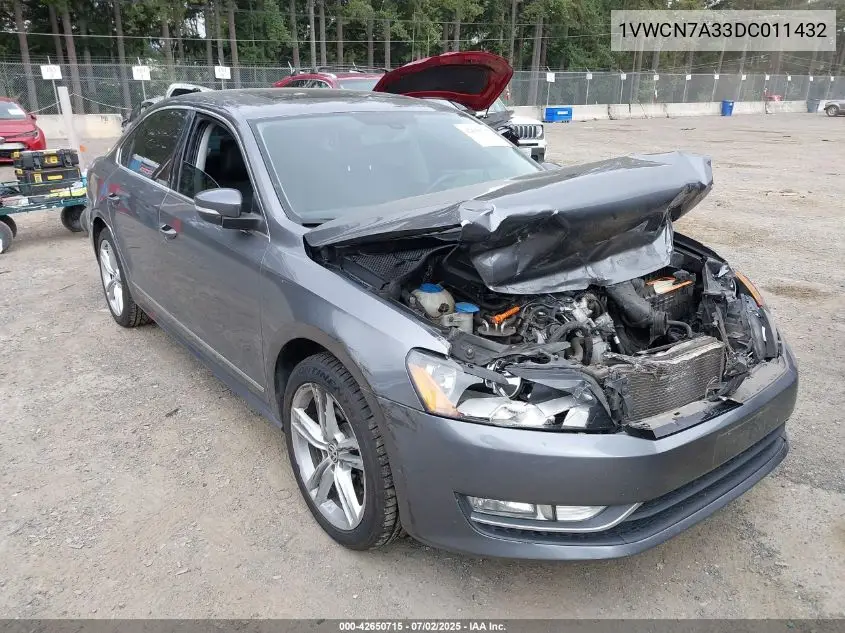 2013 Volkswagen Passat 2.0L Tdi Sel Premium VIN: 1VWCN7A33DC011432 Lot: 42650715
