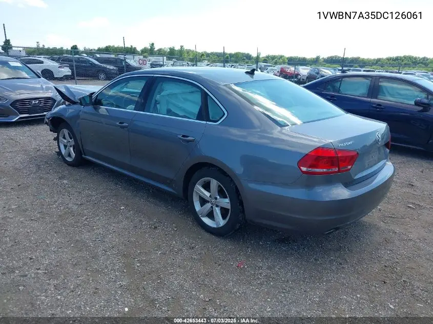 2013 Volkswagen Passat 2.0L Tdi Se VIN: 1VWBN7A35DC126061 Lot: 42653443