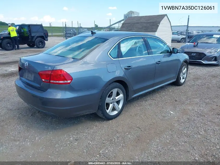 2013 Volkswagen Passat 2.0L Tdi Se VIN: 1VWBN7A35DC126061 Lot: 42653443