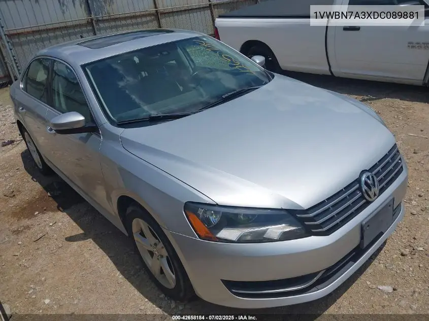 2013 Volkswagen Passat 2.0L Tdi Se VIN: 1VWBN7A3XDC089881 Lot: 42658184